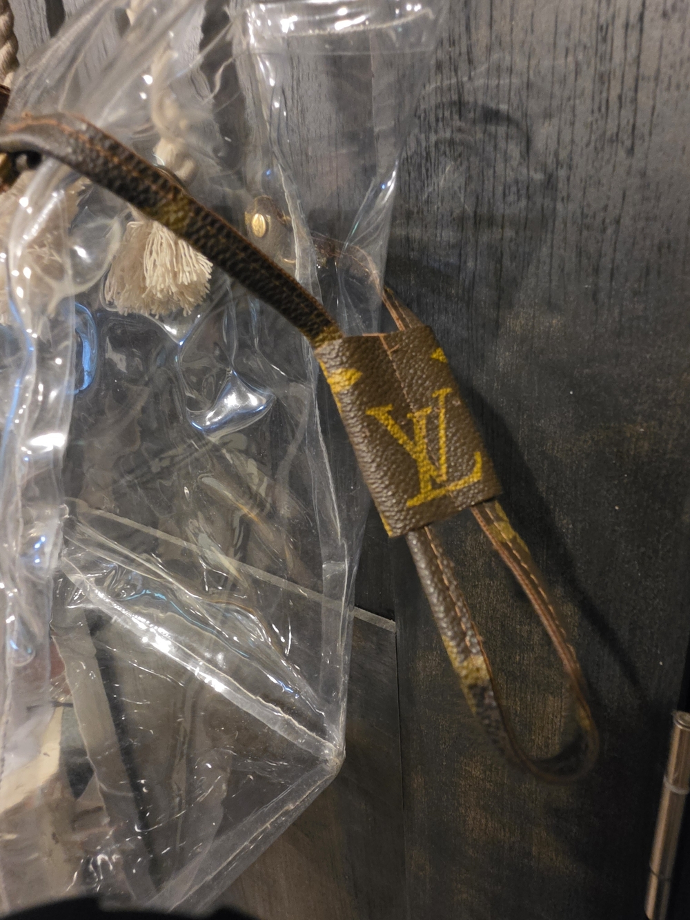 Luxury-Inspired Clear Tote with Rope Handles - Brown Accent - Picture 3 of 6